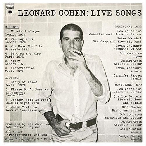 COHEN,LEONARD - LEONARD COHEN: LIVE SONGS Vinyl LP