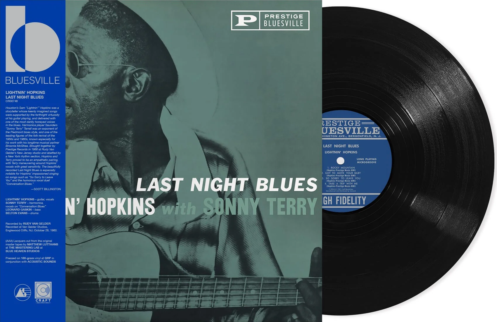 HOPKINS,LIGHTININ / TERRY,SONNY - LAST NIGHT BLUES (BLUESVILLE ACOUSTIC SOUNDS SERIE Vinyl LP - Image 2