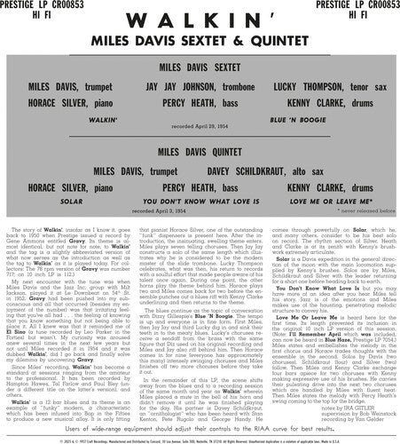 MILES DAVIS ALL STARS - WALKIN (ORIGINAL JAZZ CLASSICS SERIES) Vinyl LP - Image 2