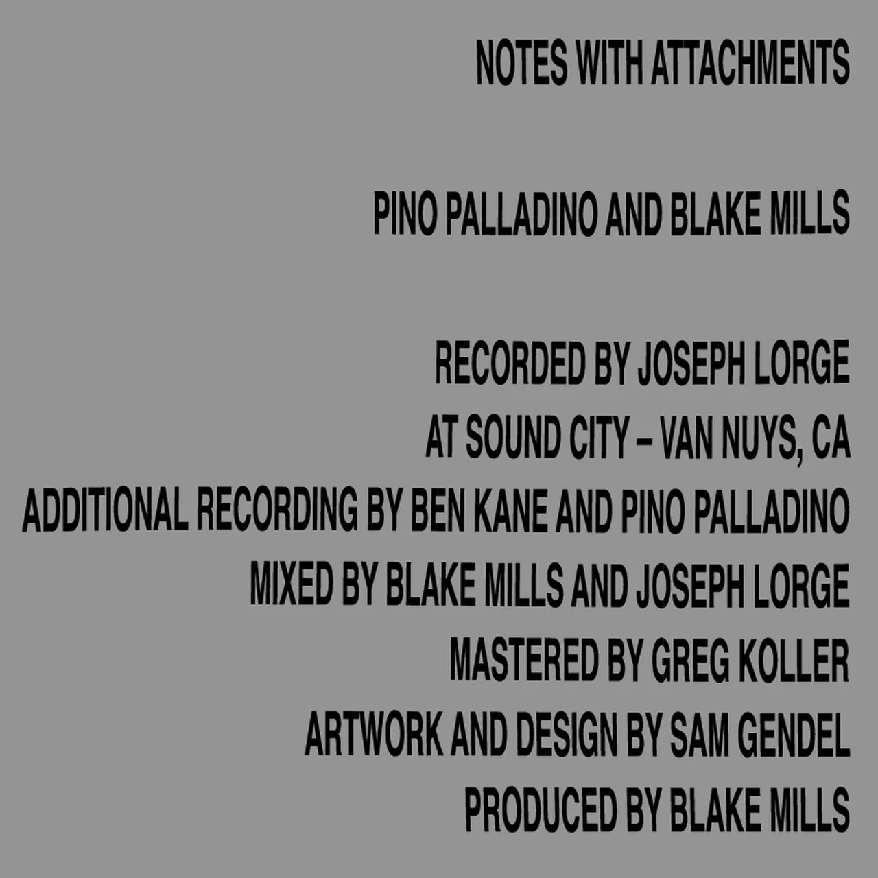 PALLADINO,PINO / MILLS,BLAKE - NOTES WITH ATTACHMENTS Vinyl LP