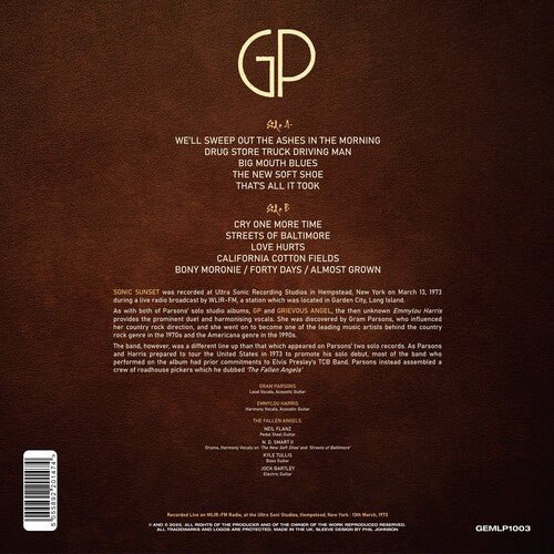 PARSONS,GRAM & THE FALLEN ANGELS - SONIC SUNSET Vinyl LP - Image 2