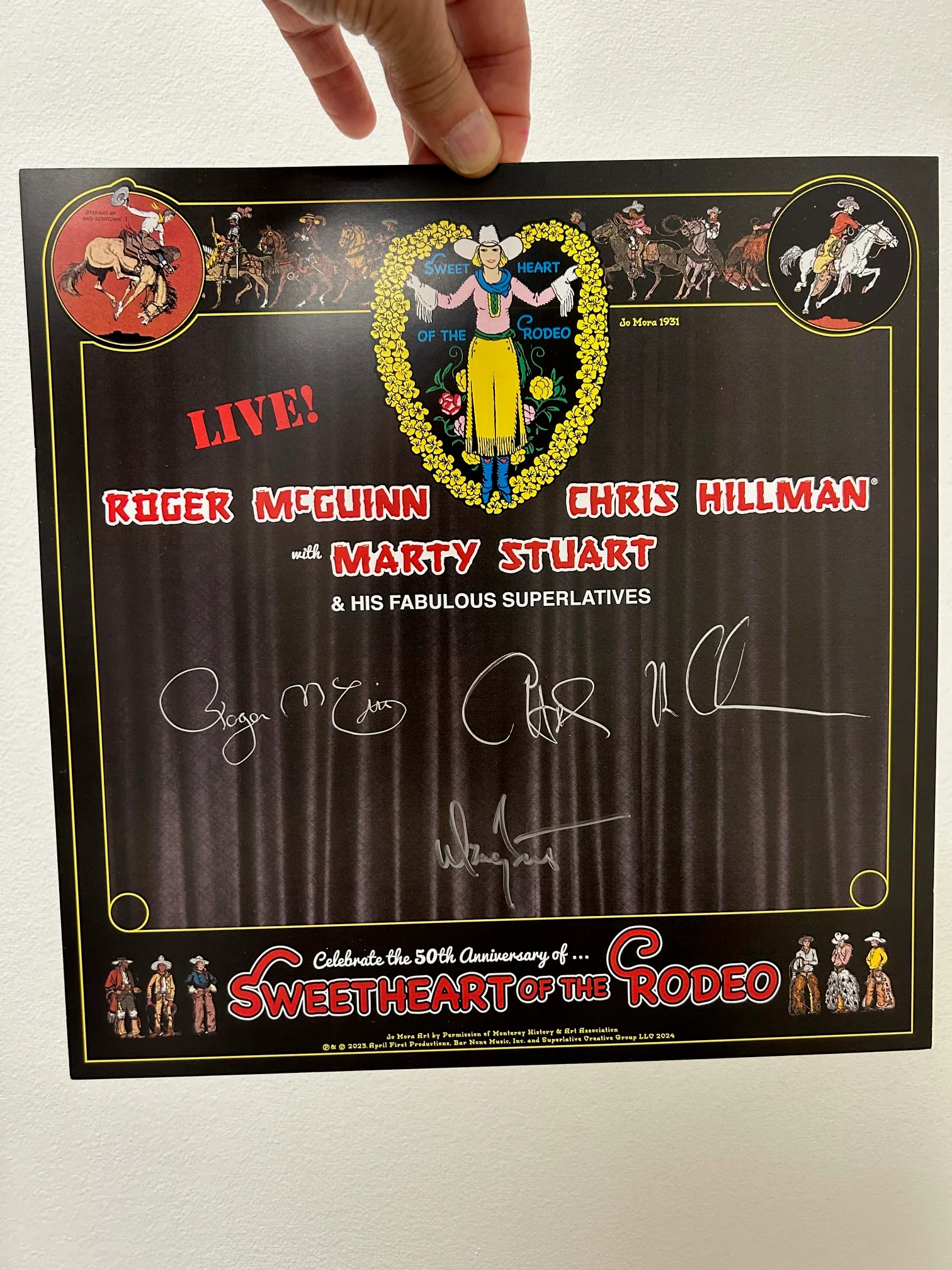 Roger McGuinn, Chris Hillman & Marty Stuart - Sweetheart Of The Rodeo 50th Anniversary - Live Deluxe Gold Vinyl, Autographed, Tour T-Shirt Limited Edition Vinyl LP - Image 3